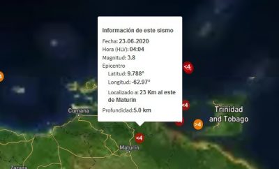 Maturín registró un sismo de 3.8 en la madrugada de este martes