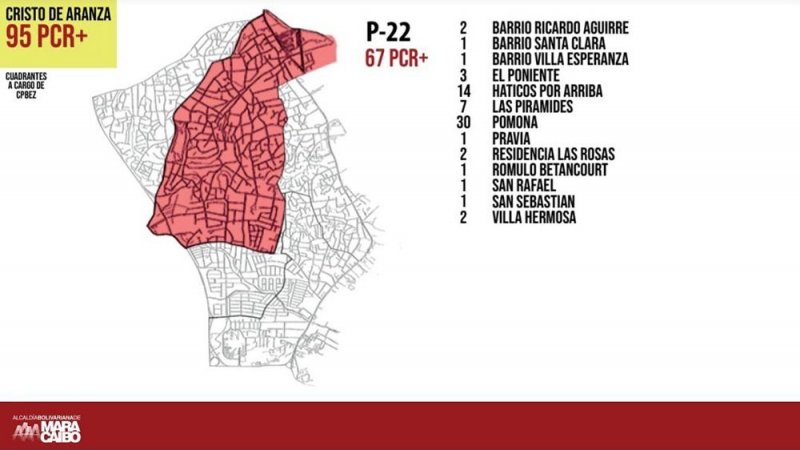 Reporte del Covid por sectores de Maracaibo