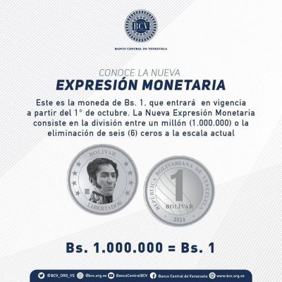 Venezuela anuncia una nueva reconversión que eliminará seis ceros a la moneda