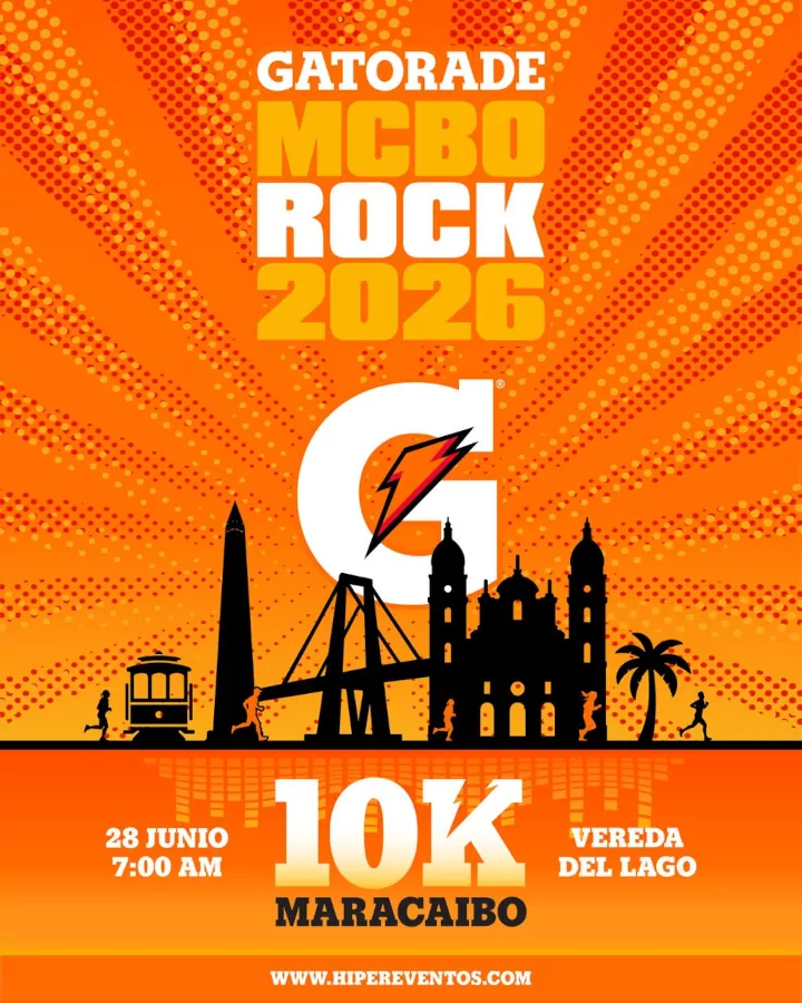 El domingo 28 de junio, 2 500 corredores se darán cita en el parque Vereda del Lago de Maracaibo. La sexta edición de la Gatorade Maracaibo Rock, que comenzará a las 6:30 a. m., ofrecerá un trazado de 10 kilómetros con hidratación, activaciones de marca y un concierto de clausura.